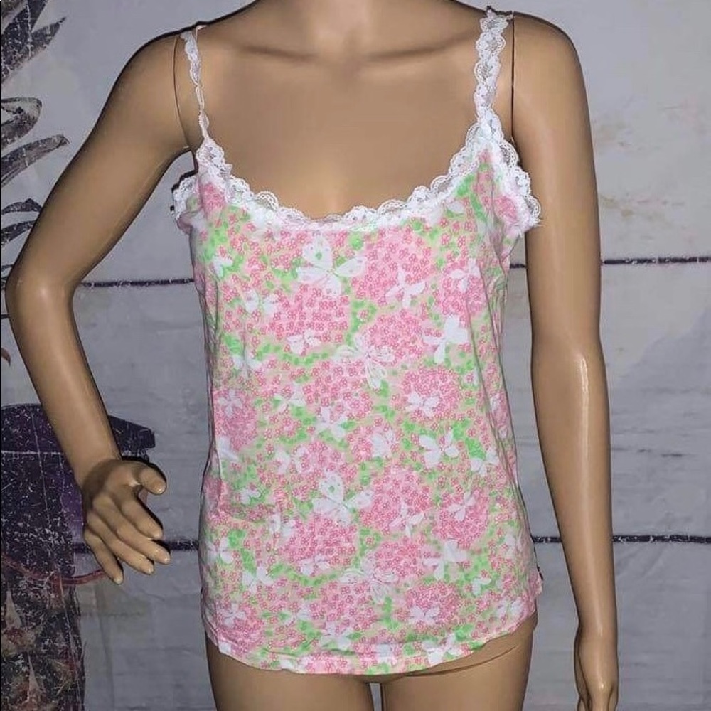 Lilly Pulitzer Pink floral Tank top Sz. M cute.